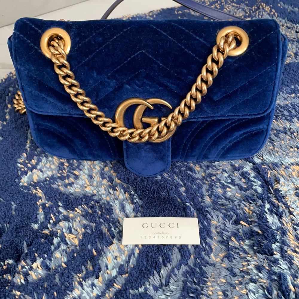 Gucci Velvet Matelasse Mini GG Marmont
